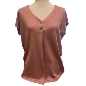Emery Rose Women's V-Neck Waffle Blouse